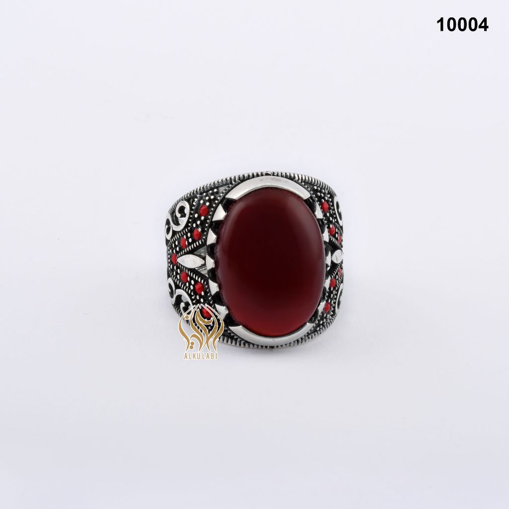خاتم فضة رجالي مع العقيق اليماني الاحمر الرماني خاتم فضة رجالي مع العقيق اليماني الاحمر الرماني
