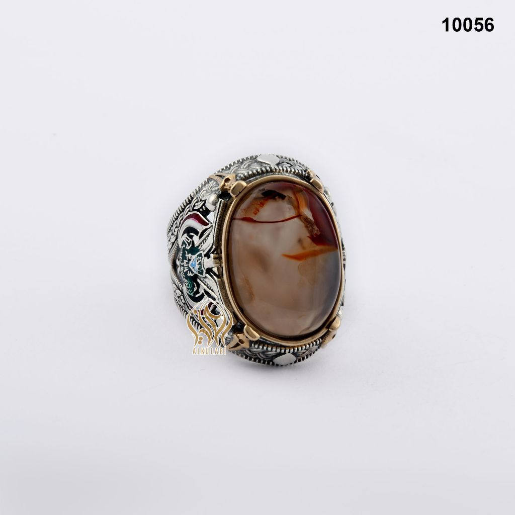 خاتم فضة رجالي تركي مع العقيق اليماني المزهر خاتم فضة رجالي تركي مع العقيق اليماني المزهر