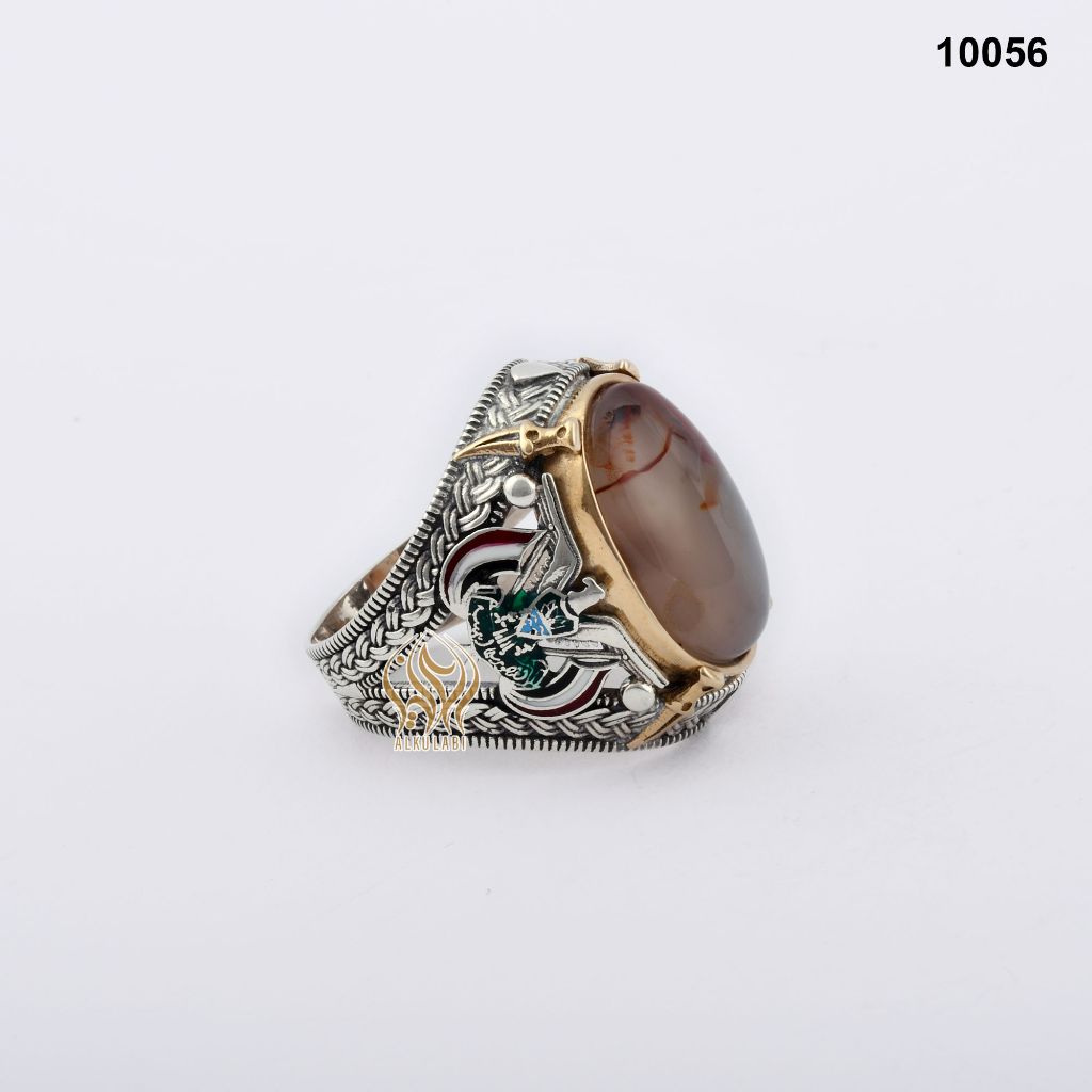 خاتم فضة رجالي تركي مع العقيق اليماني المزهر خاتم فضة رجالي تركي مع العقيق اليماني المزهر