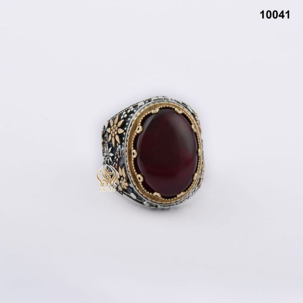 خاتم فضة رجالي تركي مع العقيق اليماني الأحمر الكرزي خاتم فضة رجالي تركي مع العقيق اليماني الأحمر الكرزي