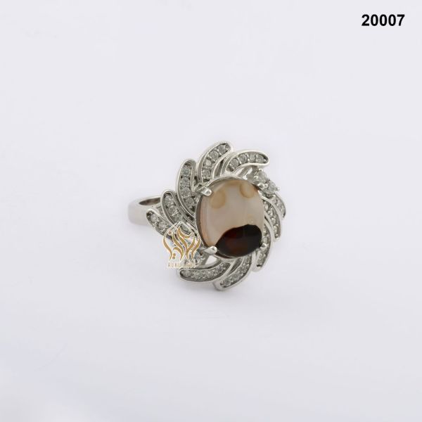 خاتم فضة نسائي تركي مع حجر العقيق اليماني المزهر خاتم فضة نسائي تركي مع حجر العقيق اليماني المزهر