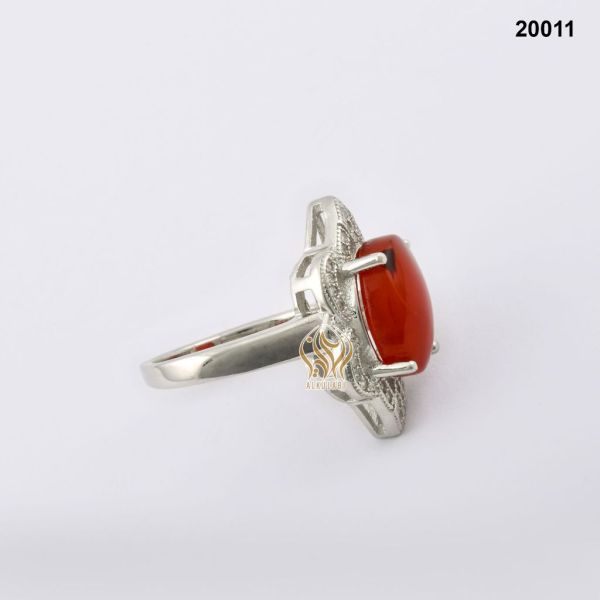 خاتم فضة نسائي تركي مع حجر العقيق اليماني الاحمر العسلي خاتم فضة نسائي تركي مع حجر العقيق اليماني الاحمر العسلي